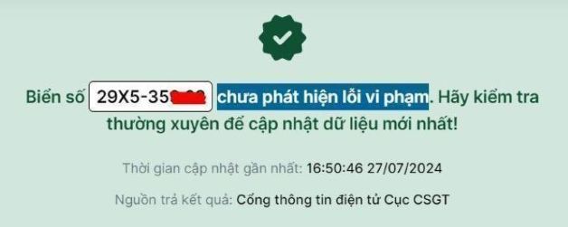 Kết quả kiểm tra sẽ được trả lại chỉ vài giây sau khi nhận lệnh tra cứu